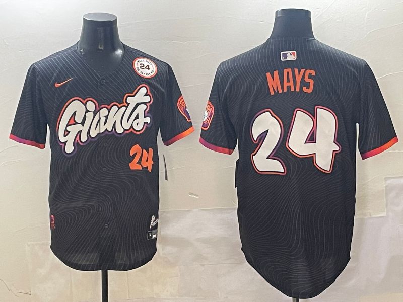 Men San Francisco Giants #24 Mays Black Second generation Joint Name Nike 2025 MLB Jersey style 17